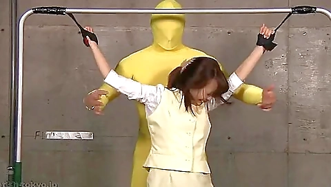 Japanese Office Lady Tied To Frame And Tickle